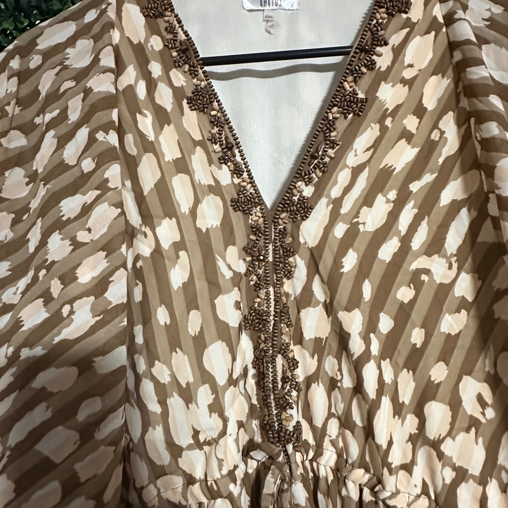Kaktus Brown and Cream Patterned Dress - Picture 3 of 7